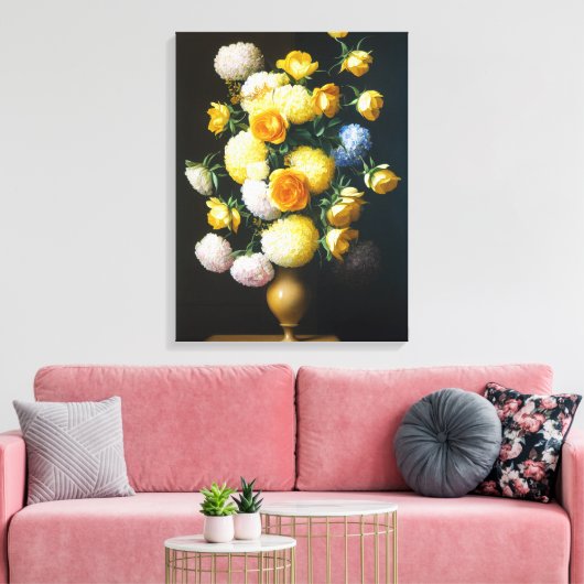 AI Art - Mooie Floral Arrangement: stilstaand leve Canvas Afdruk (Insitu (Woonkamer))
