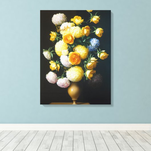 AI Art - Mooie Floral Arrangement: stilstaand leve Canvas Afdruk (Insitu (Houten vloer))