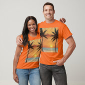 AI Art Morning Sunrise Beach Palm Trees T-shirt (Unisex)