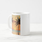 AI Art Morning Sunrise Beach Palmbomen Koffiemok (Voorkant links)