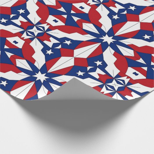 AI Art Patriottisch Amerikaans Design Witte Sterre Cadeaupapier (Hoek)