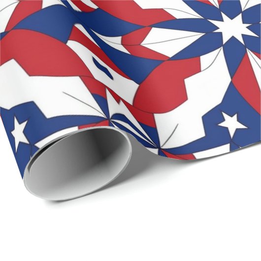 AI Art Patriottisch Amerikaans Design Witte Sterre Cadeaupapier (Rol Hoek)