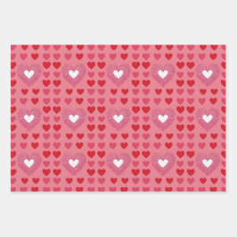 AI Art Rood Roze Witte Harten Roze Verpakking Papi Inpakpapier Vel