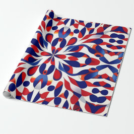 AI Art Rood Wit & Blauw Patriottisch Amerikaans Pa Cadeaupapier