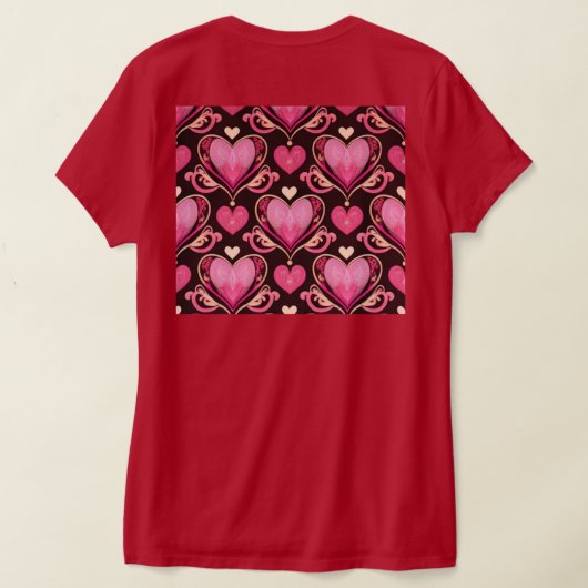 AI Art Roze Harten Rood Vrouwen T-shirt (Laag Achter)