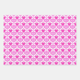 AI Art Roze Harten Wit inpakpapier