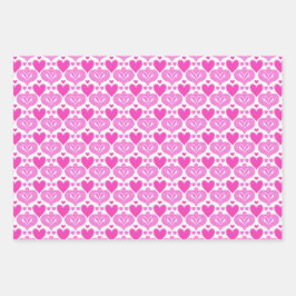 AI Art Roze Harten Wit inpakpapier