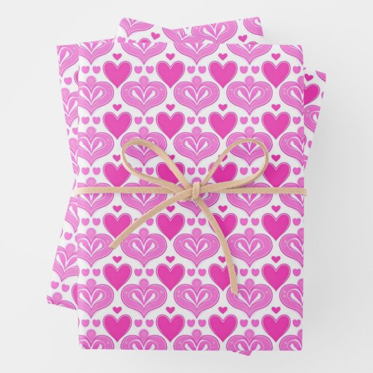 AI Art Roze Harten Wit inpakpapier Vel (In situ)