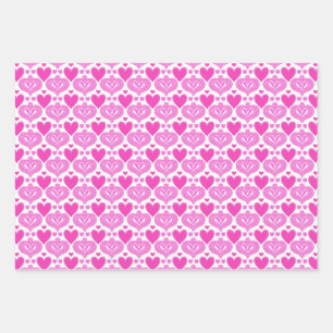 AI Art Roze Harten Wit inpakpapier Vel