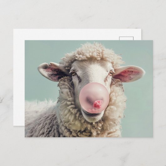 AI ART Schaap Blazen Roze Bubble Gum Bubble Briefkaart (Voorkant / Achterkant)