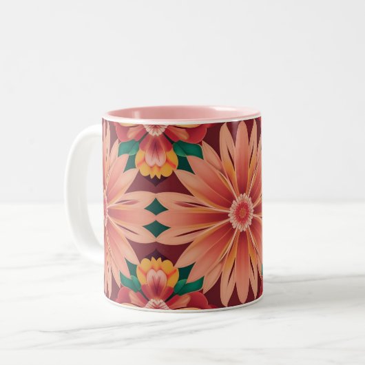 AI Art Tropical Flowers Two-Tone Mok (Voorkant links)