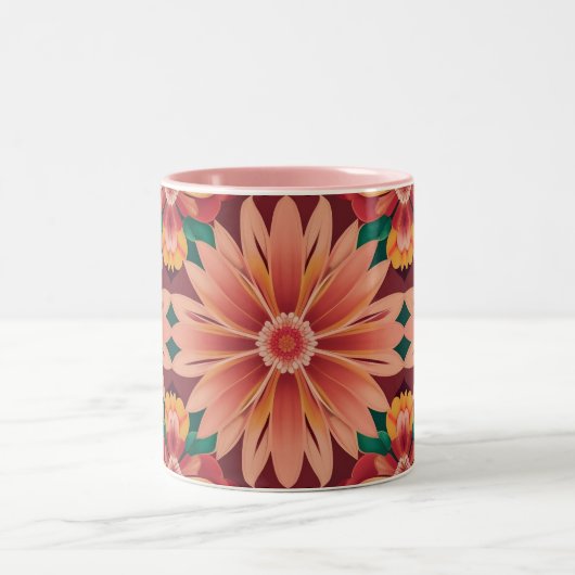 AI Art Tropical Flowers Two-Tone Mok (Center)