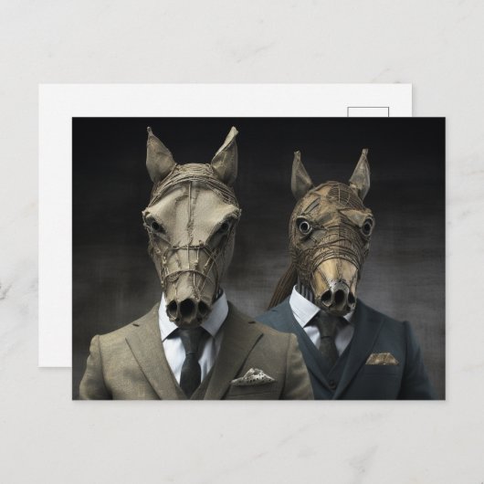 AI Art Two Paarden in Kostuums Briefkaart (Voorkant / Achterkant)