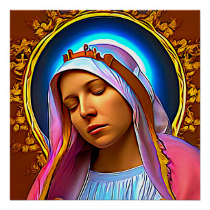 AI Art van de blote Maagd Mary Perfect Poster