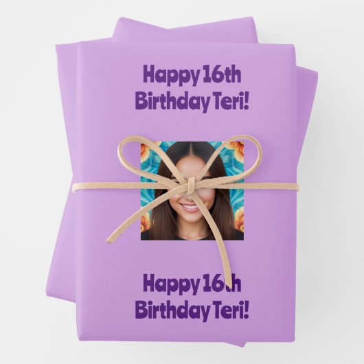 AI Art Verjaardag Foto Verpakkende Document Inpakpapier Vel (In situ)