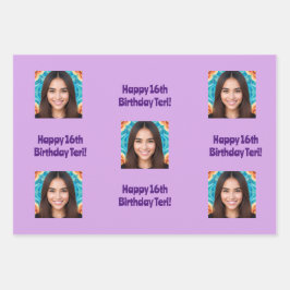 AI Art Verjaardag Foto Verpakkende Document Inpakpapier Vel