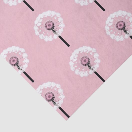 AI Art Witte Paardenbloemen Roze Tissue Papier (Detail)