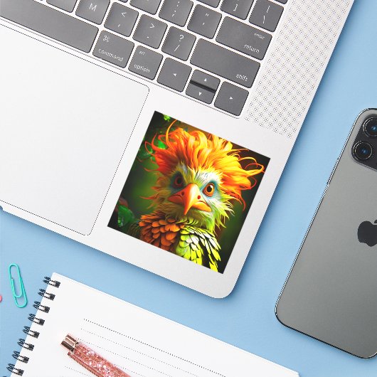 Ai Artsy Bird Sticker (Laptop met iPhone)