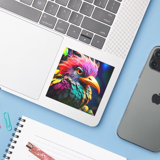 Ai Artsy Bird Sticker (Laptop met iPhone)