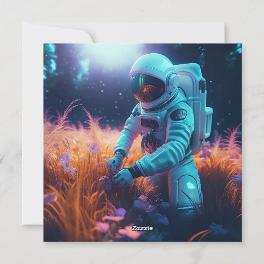 AI-astronaut Feestdagenkaart (Achterkant)