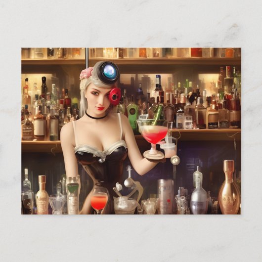 AI-bartender Blonde Ansichtkaart Briefkaart (Voorkant)