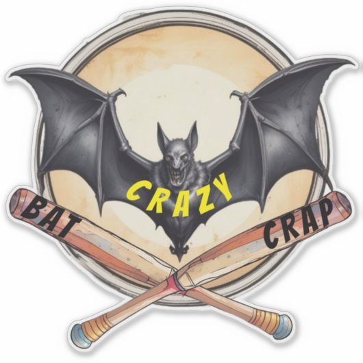 AI Bat Crap Crazy Vinyl Sticker (Voorkant)