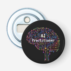 AI-beoefenaar van kunstmatige intelligentie Tech Button Flesopener