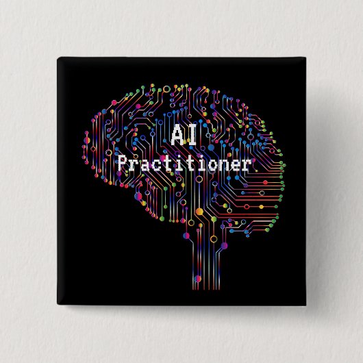 AI-beoefenaar van kunstmatige intelligentie Tech Vierkante Button 5,1 Cm (Voorkant)