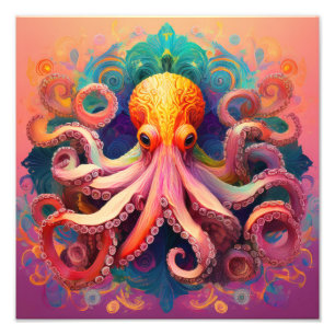 AI bloem octopus Foto Afdruk