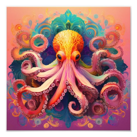 AI bloem octopus Foto Afdruk (Voorkant)