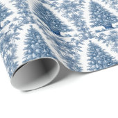 AI Blue Toile kerstboom inpakpapier (Rol Hoek)