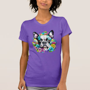 Ai Boston Terrier omringd door Bloemen T-shirt