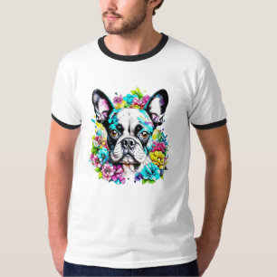 Ai Boston Terrier omringd door Bloemen T-shirt