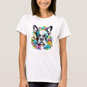 Ai Boston Terrier omringd door Bloemen T-shirt