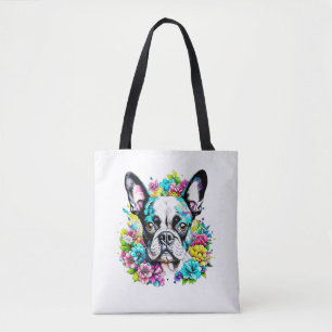 Ai Boston Terrier omringd door Bloemen Tote Bag