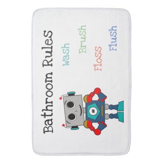 AI-Bot Robot Badkamer Regels Mat voor Kinderen (Voorkant Verticaal)