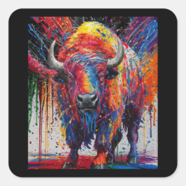 AI Buffalo Art Vierkante Sticker