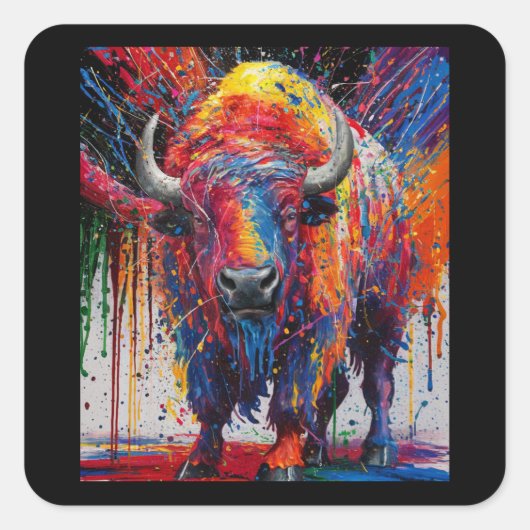 AI Buffalo Art Vierkante Sticker (Voorkant)