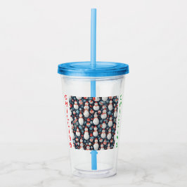 AI Chilling Snowman Patroon Acryl Tumbler of Cup Acryl Drinkbeker