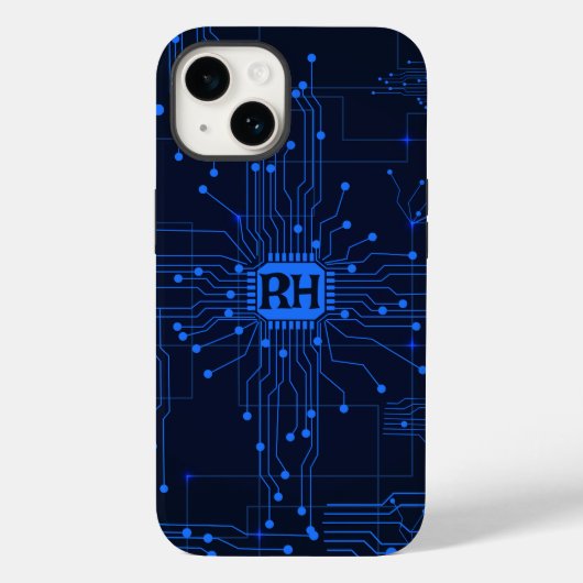 AI Circuit Board Tech Pattern Gepersonaliseerd Case-Mate iPhone Case (Achterkant)