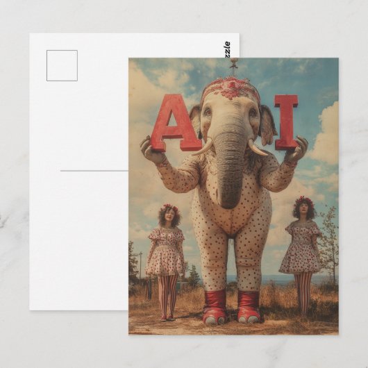 AI Circus Elephant Briefkaart (Voorkant / Achterkant)
