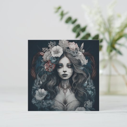 AI Corpse Bride Feestdagenkaart (Staand voorkant)