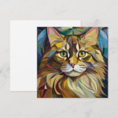 AI Cubism Cat Feestdagenkaart (Voorkant / Achterkant)