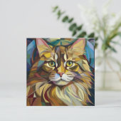 AI Cubism Cat Feestdagenkaart (Staand voorkant)