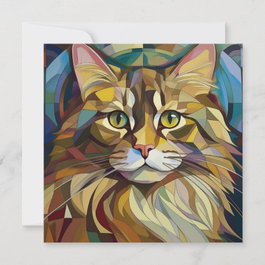 AI Cubism Cat Feestdagenkaart (Voorkant)