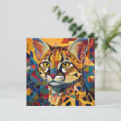 AI Cubism Cat Feestdagenkaart (Staand voorkant)