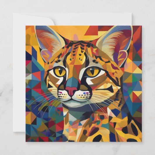 AI Cubism Cat Feestdagenkaart (Voorkant)