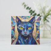 AI Cubism Cat Feestdagenkaart (Staand voorkant)