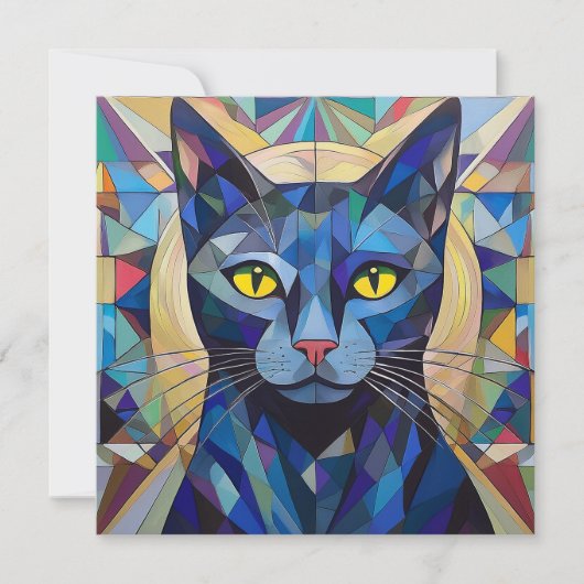 AI Cubism Cat Feestdagenkaart (Voorkant)