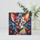 AI Cubism Cat Feestdagenkaart (Staand voorkant)